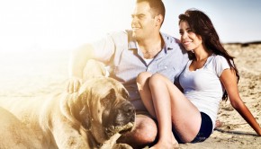 Couple with pet dog