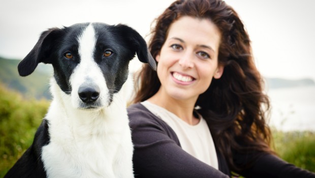 Dog and woman portrait