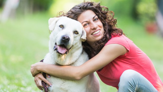 Young Woman with Dog